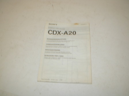 NSM City 4 Jukebox / Sony CD Player CDXA-20 Instruction Booklet (Item #90) $7.99